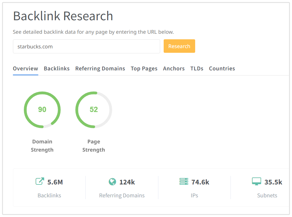 Pesquisa de Backlink Starbucks